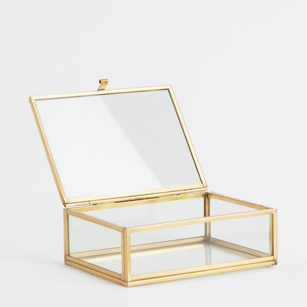 H&M Gold Glass Jewelry Box